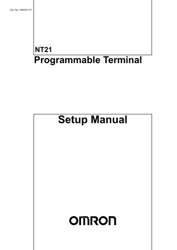 NT21 Programmable Terminal Setup Manual - Omron