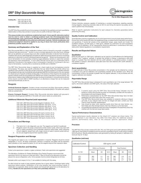 DRI® Ethyl Glucuronide Assay - Fisher Scientific