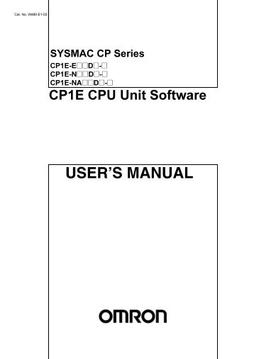 CP1E CPU Unit Software User's Manual