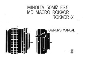 Minolta MD Macro 50 mm f/ 3.5 user manual - Lens-Club