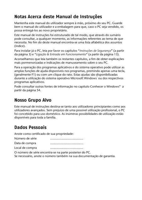 Notas Acerca deste Manual de Instruções Nosso Grupo ... - medion