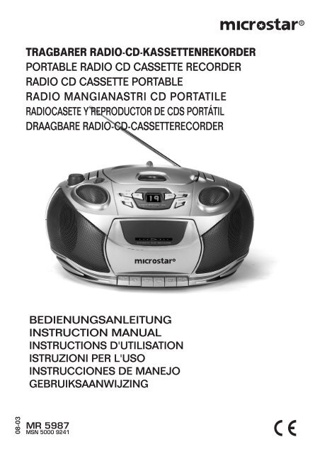 TRAGBARER RADIO-CD-KASSETTENREKORDER ... - medion