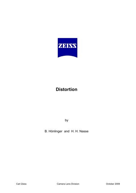 Distortion by B. Hönlinger and H. H. Nasse - Carl Zeiss, Inc.