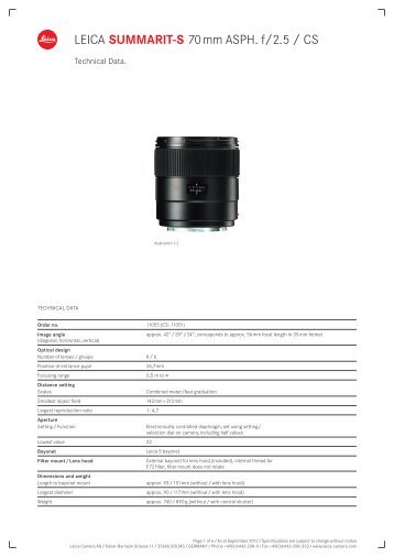 LEICA Summarit-S 70 mm ASPH. f/2.5 / CS - Leica Camera AG
