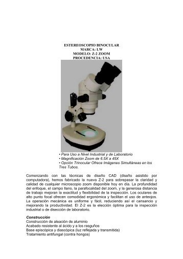 estereoscopio binocular z-2 zoom lw - medicomercio