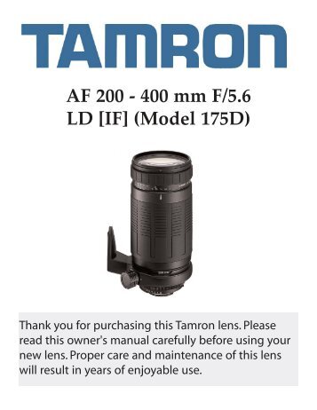 AF 200 - 400 mm F/5.6 LD [IF] (Model 175D) - Tamron