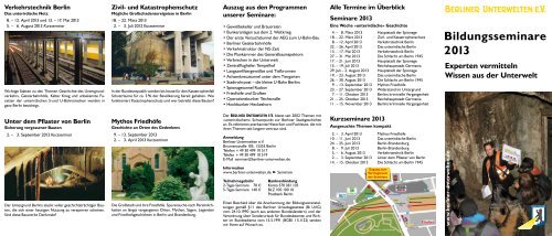 Informationsfaltblatt Bildungsseminare 2013 - Berliner Unterwelten eV