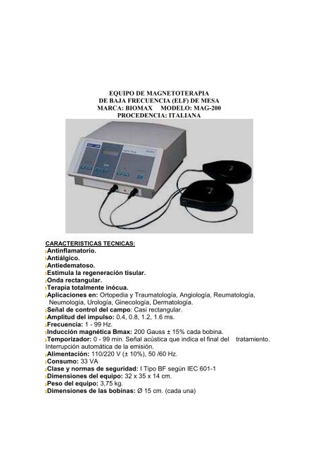 Equipo de Magnetoterapia MAG 3