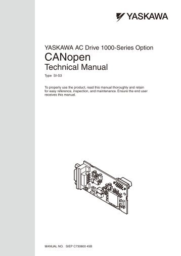 YASKAWA AC Drive 1000-Series Option CANopen Technical Manual