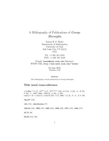 A Bibliography of Publications of George Marsaglia - Index of files in ...