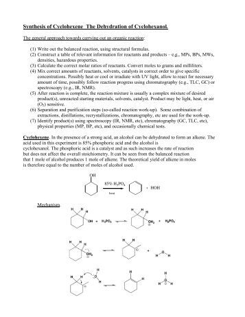 What is the result of a dehydration of cyclohexanol experiment?