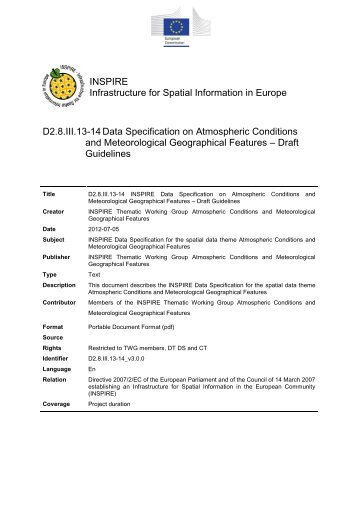 Data Specification on Atmospheric Conditions and ... - Inspire - Europa