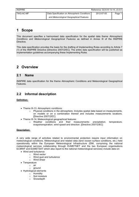 Data Specification on Atmospheric Conditions and ... - Inspire - Europa