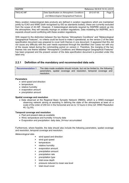 Data Specification on Atmospheric Conditions and ... - Inspire - Europa