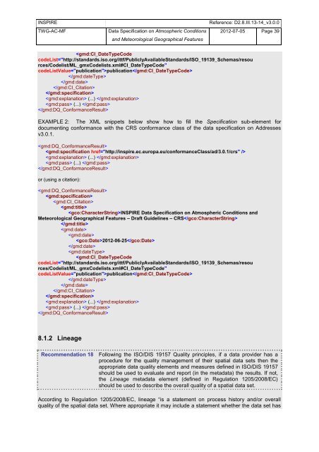 Data Specification on Atmospheric Conditions and ... - Inspire - Europa