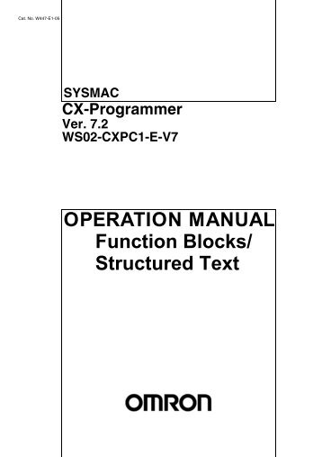 CX-Programmer Ver. 7.2 WS02-CXPC1-E-V7 Operation Manual ...