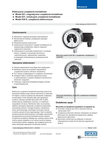 Elektryczne urządzenia kontaktowe Model 821, magnetyczne ...