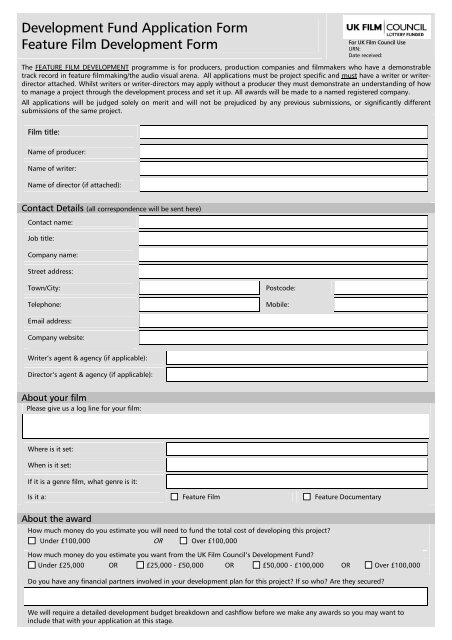 Development Fund Application Form - BFI