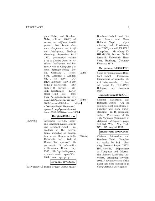 A Bibliography of Publications of Bernhard Nebel