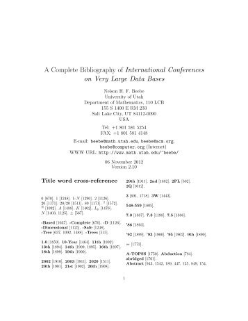 A Complete Bibliography of International Conferences on Very ...