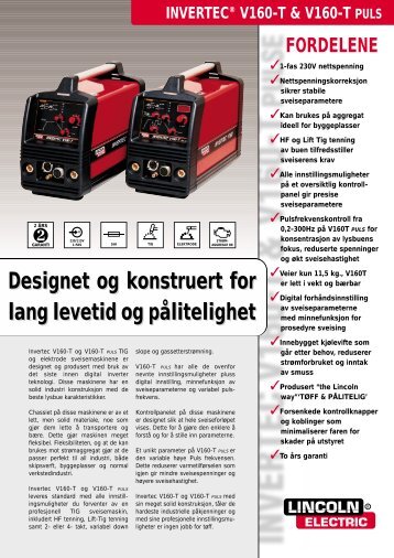 Designet og konstruert for lang levetid og pålitelighet - Lincoln Electric