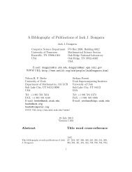 A Bibliography of Publications of Jack J. Dongarra - University of Utah