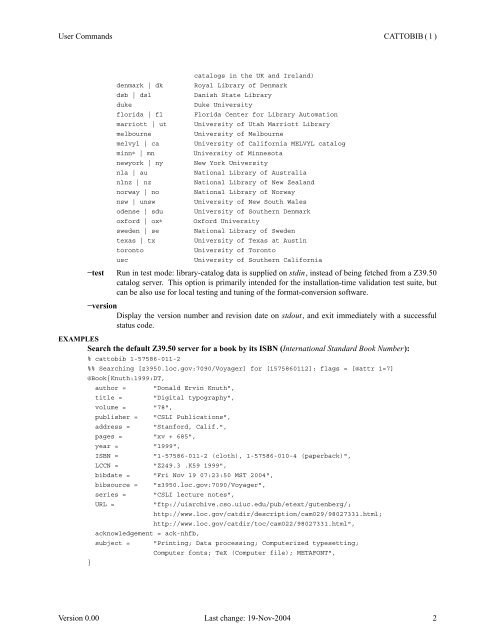 cattobib - Index of files in - University of Utah