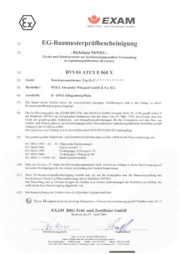 EG-Baumusterprüfbescheinigung - WIKA Alexander Wiegand SE ...