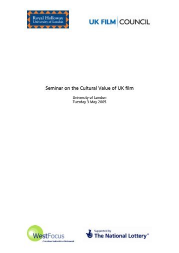 Cultural Value of UK film - seminar report - BFI