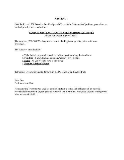 Honors Thesis Guidelines (PDF) - Thayer School of Engineering ...