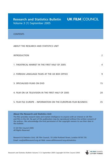 Research and Statistics Bulletin - September 2005 - BFI