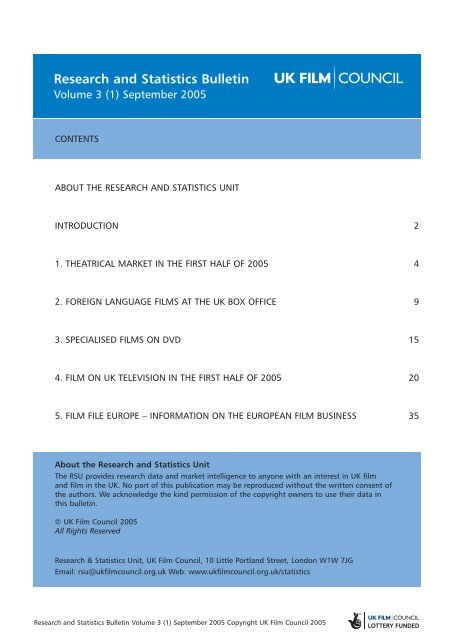 Research and Statistics Bulletin - September 2005 - BFI