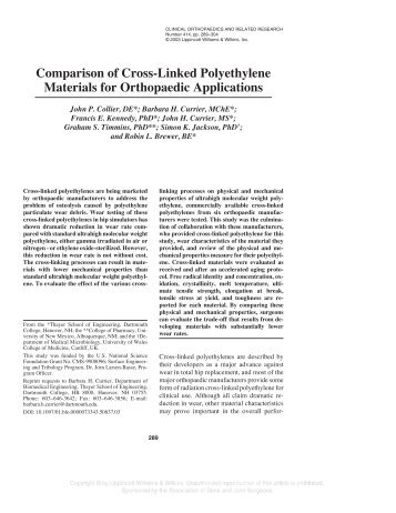 Comparison of Cross-Linked Polyethylene Materials for Orthopaedic ...