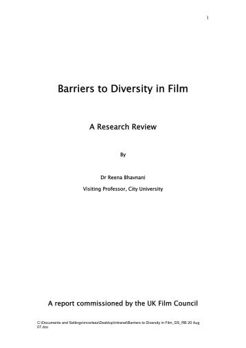 Barriers to Diversity in Film – A Research Review – Aug 07