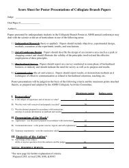 Score Sheet for Poster Presentations of Collegiate Branch Papers