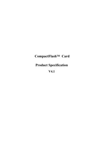 CompactFlash™ Card Product Specification - Comix.com.tw