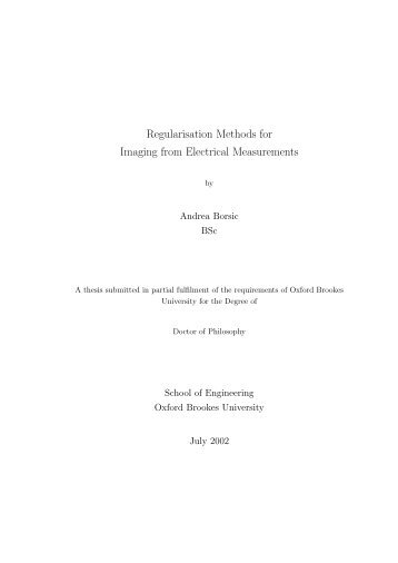 Regularisation Methods for Imaging from Electrical Measurements