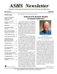 ASHS Newsletter - American Society for Horticultural Science