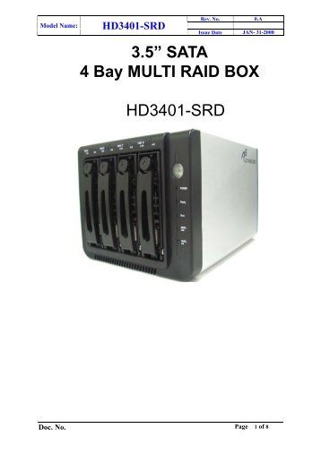 3.5” SATA 4 Bay MULTI RAID BOX HD3401-SRD