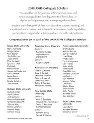 2009 ASHS Collegiate Scholars