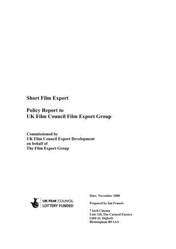 Short Film Export Report - BFI