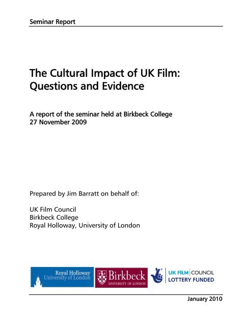 The Cultural Impact of UK Film: Questions and Evidence