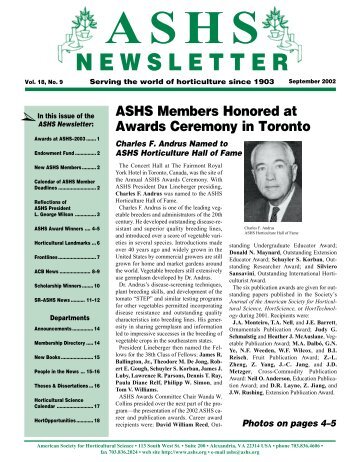 ashs newsletter - American Society for Horticultural Science