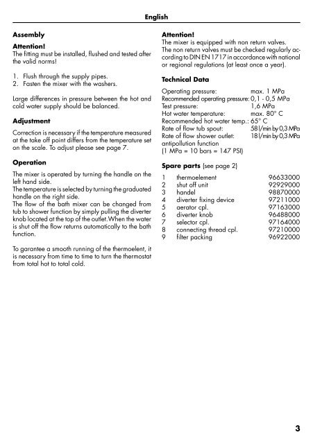 Installation Instructions / Montageanleitung - Hansgrohe