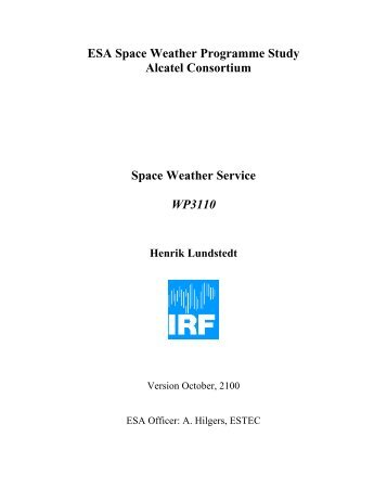 Space Weather Service - ESA Space Weather Web Server