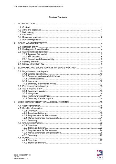 market analysis final report v1.1 - ESA Space Weather Web Server