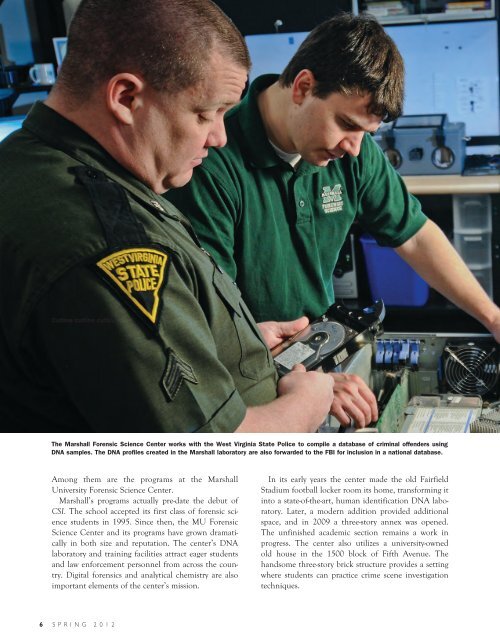 Cover Story - Marshall University Forensic Science Center