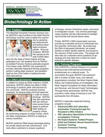 Biotechnology In Action | Marshall University Forensic Science Center