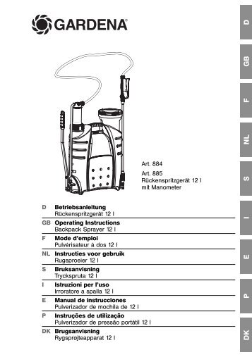 OM, Gardena, Rugsproeier 12 l, Art 00884-20, Art 00885-20, 2009-03