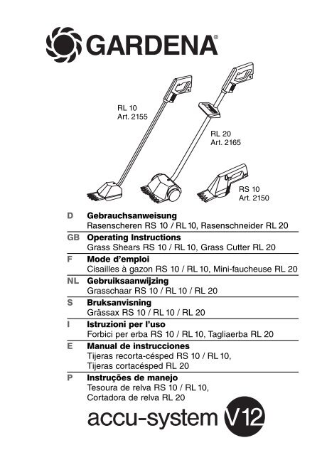 OM, Gardena, Cisailles à gazon RS 10 / RL 10, Mini-faucheuse RL ...